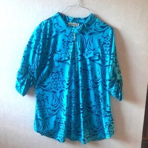 Blue Patterned Women's Top (Bepei)